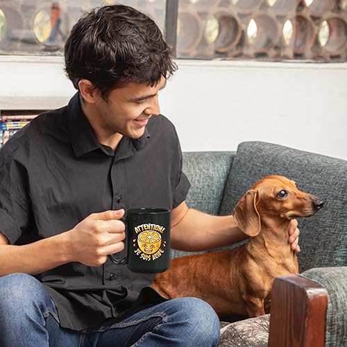 Miniatura 2 de French Quote Attention Je Suis Acide Lemon Sour Gift 11oz 15oz Black Coffee Mug
