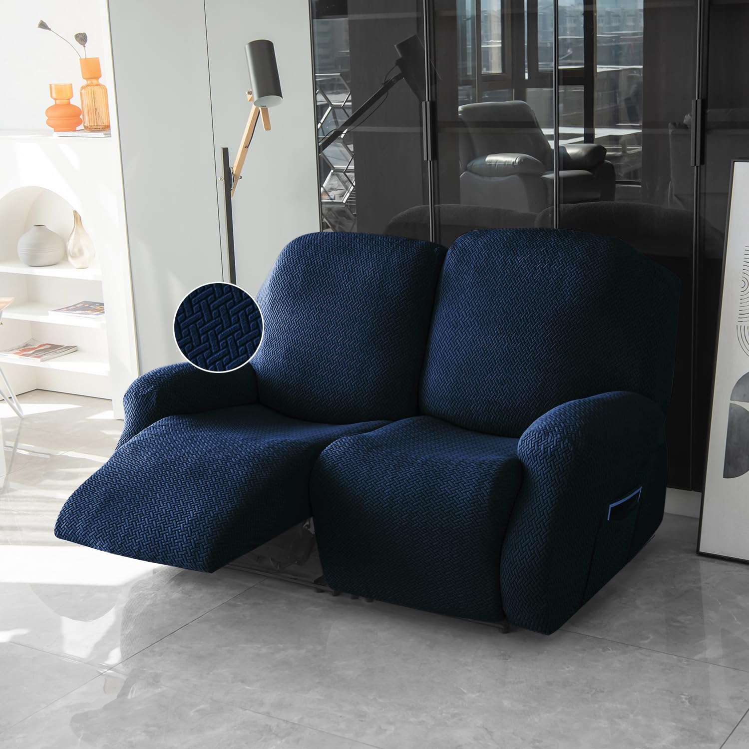 HOKIPO Recliner Cover - 3 Seater Grey -30
