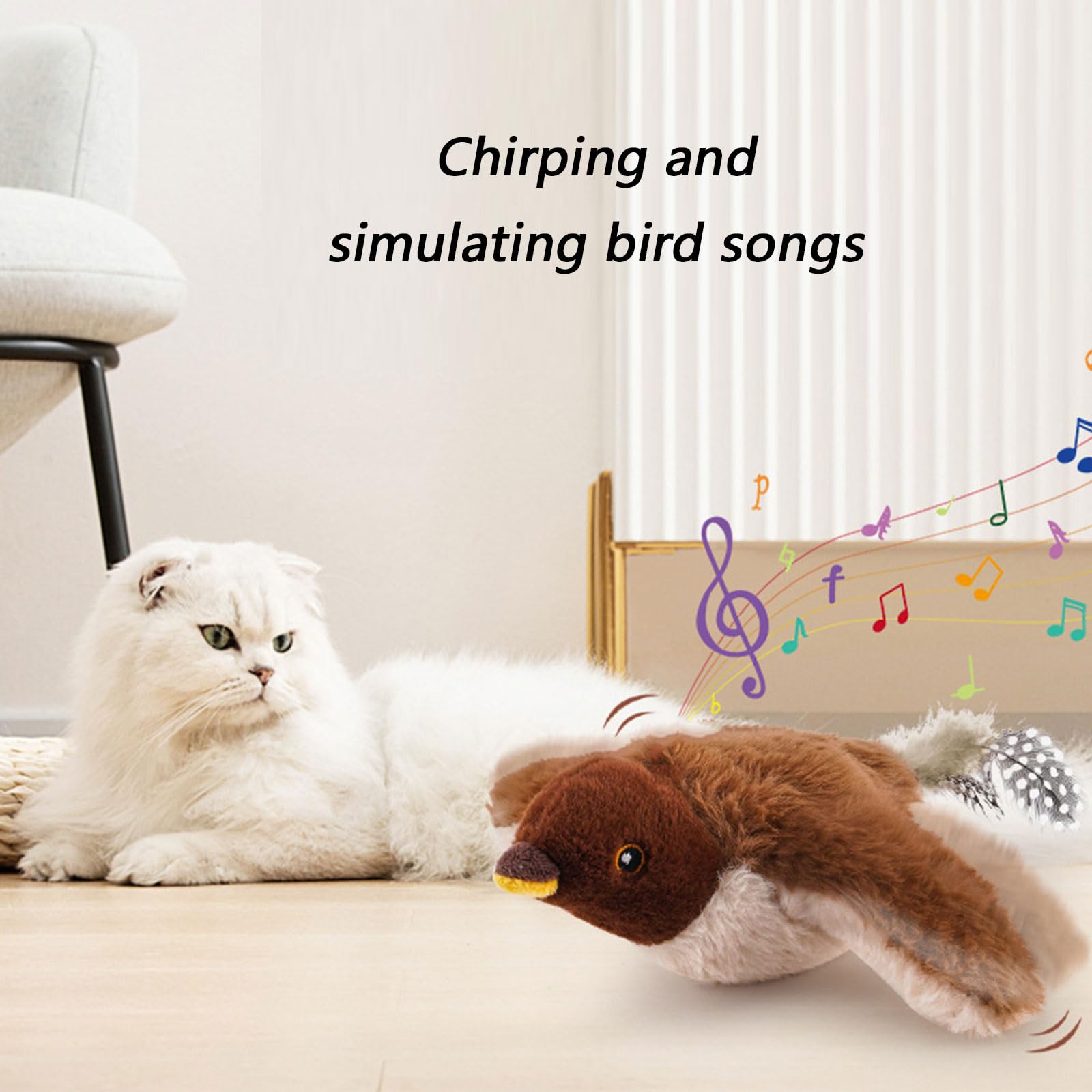 Smarted Jouet électrique pour chats activé par le mouvement Simulation d'oiseau Jouez en toute sécurité Rechargeable Fonctionnement silencieux Jouet interactif pour chats