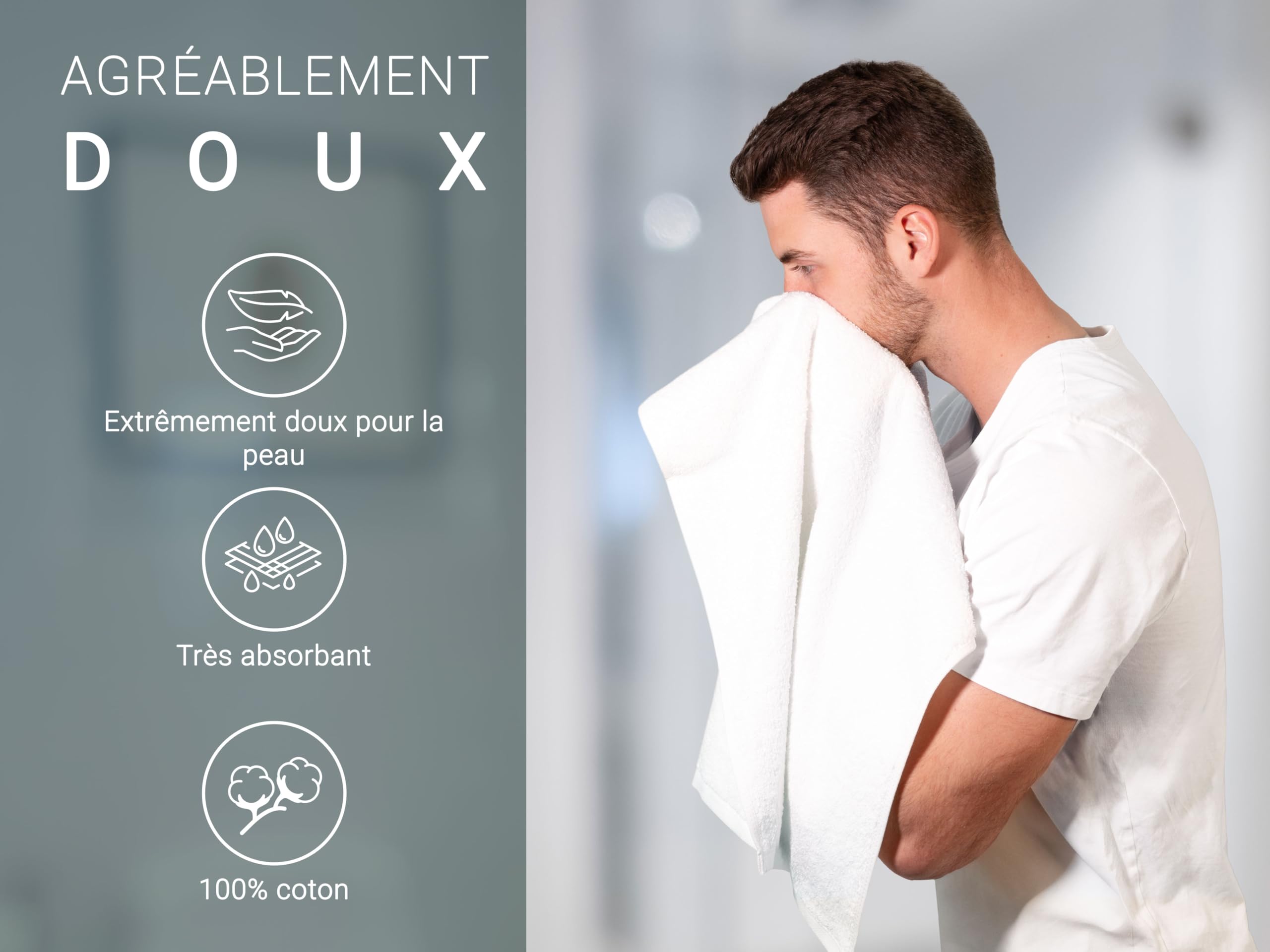 ZOLLNER Set de 6 Serviettes en 50x100 cm - particulièrement Douces et absorbantes en Blanc - avec accroche Pratique - lavables à 95°C - Coton - qualité hôtelière