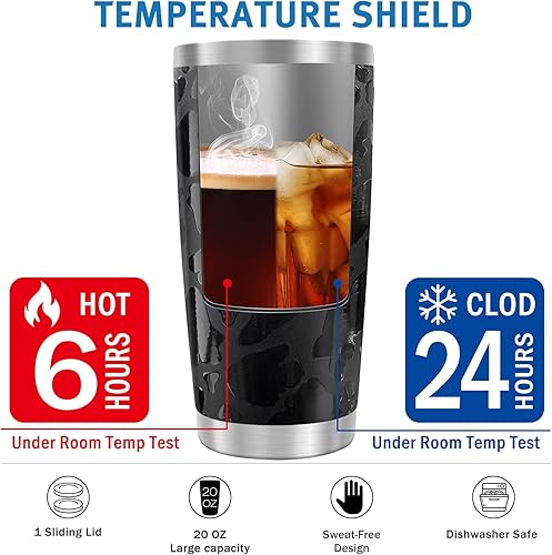 Vista 67 de WETOWETO - Vaso térmico de acero inoxidable de 20 onzas con mango, taza de café con 2 tapas y 2 pajillas, doble pared con aislamiento al vacío, vaso