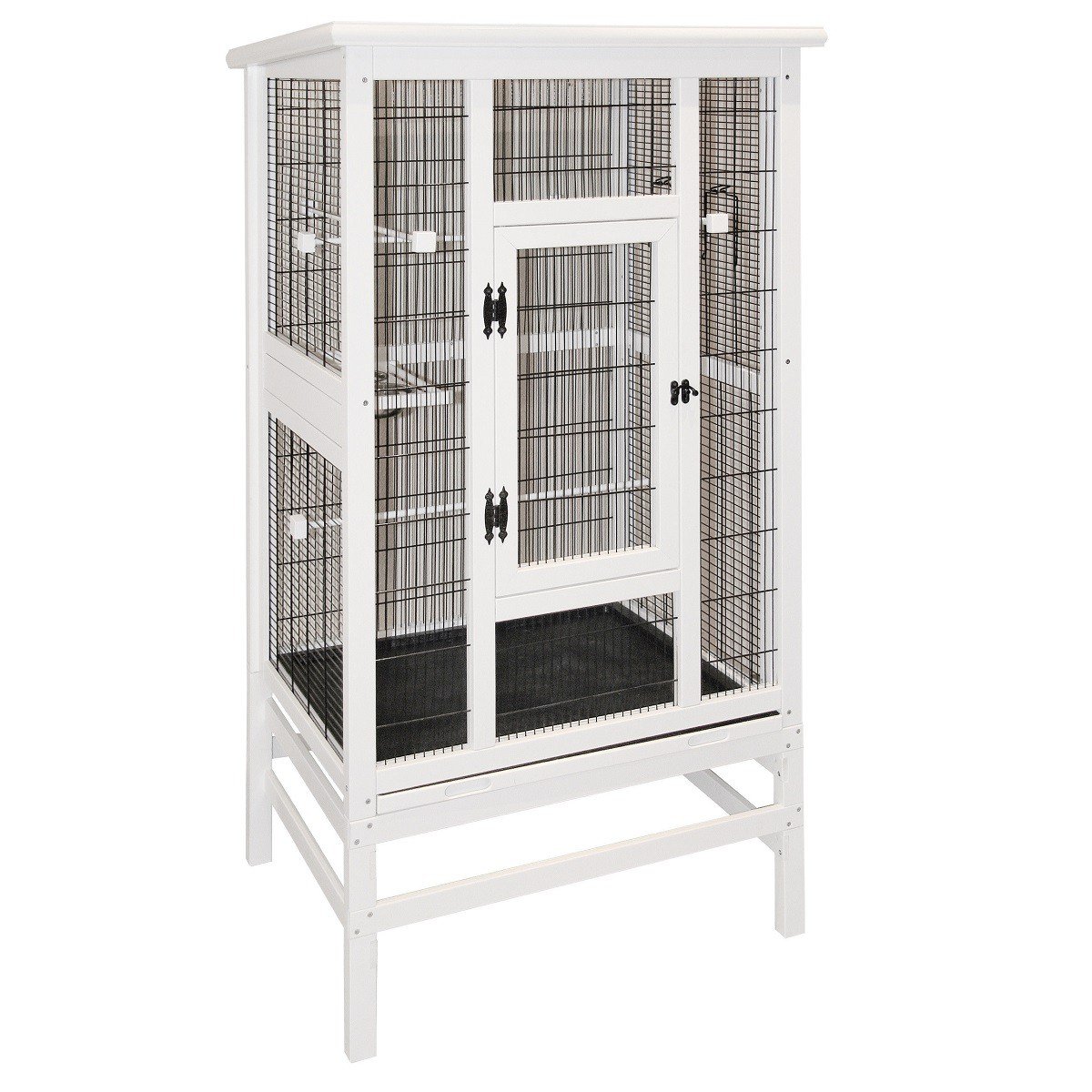 Kerbl 82910 - Voliera per Uccelli (Lunghezza x Larghezza x Altezza) 82 x 67 x 151 cm, Corpo in Legno Massiccio, Tetto bituminoso Resistente alle intemperie
