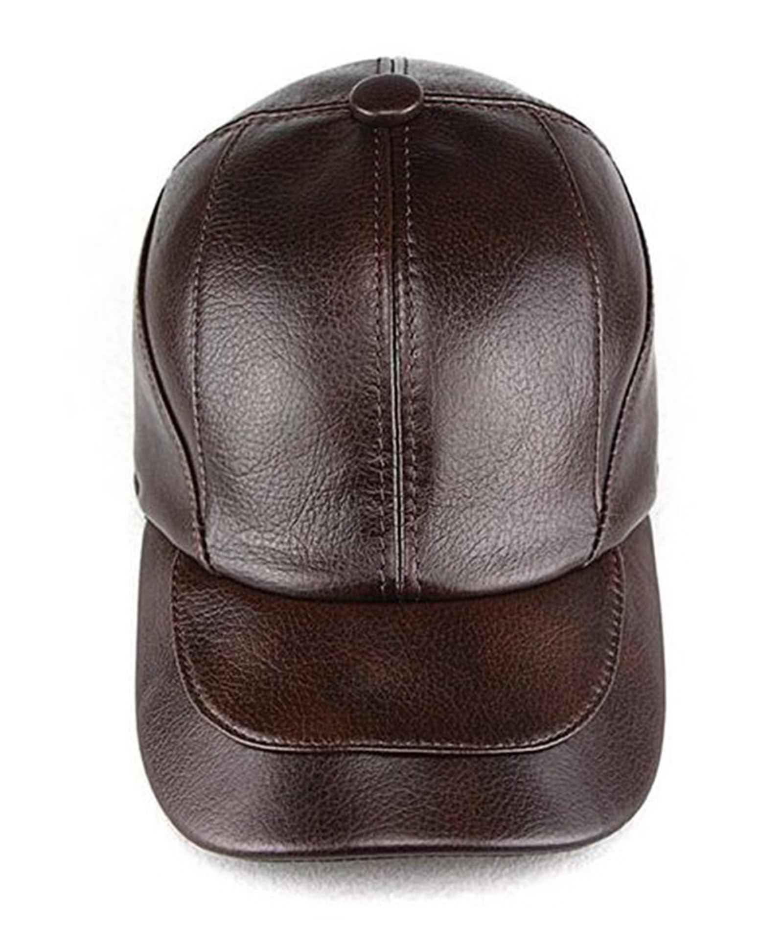 Cappello da Baseball in Pelle da Uomo Autunno Inverno, Impermeabile, Sportivo, con Visiera Regolabile, Cappello da Sole, Cappello da Guida, Marrone-L,Brown-L