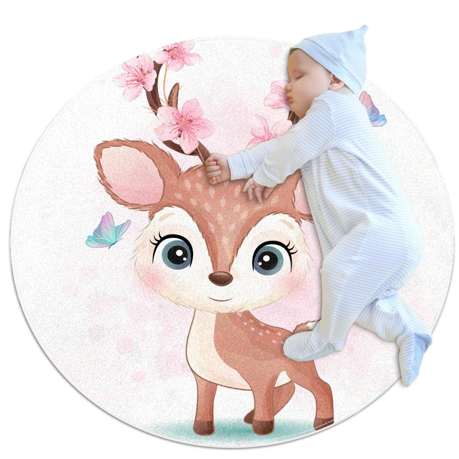 Tapis pour enfants motif cerf et papillon - Créez un coin lecture cosy