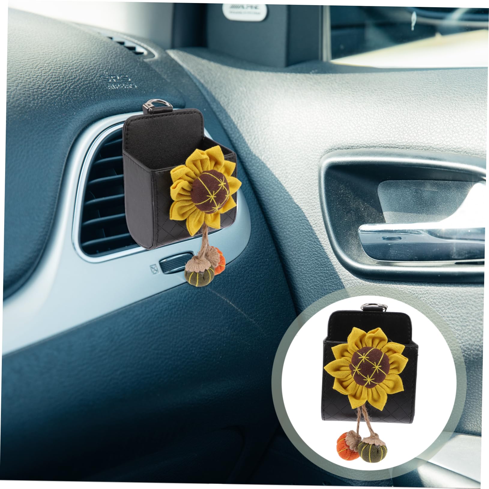ULTECHNOVO 4 Pezzi Supporto per Telefono da Auto Supporto per Occhiali da Sole in Pelle per Auto Porta Carte