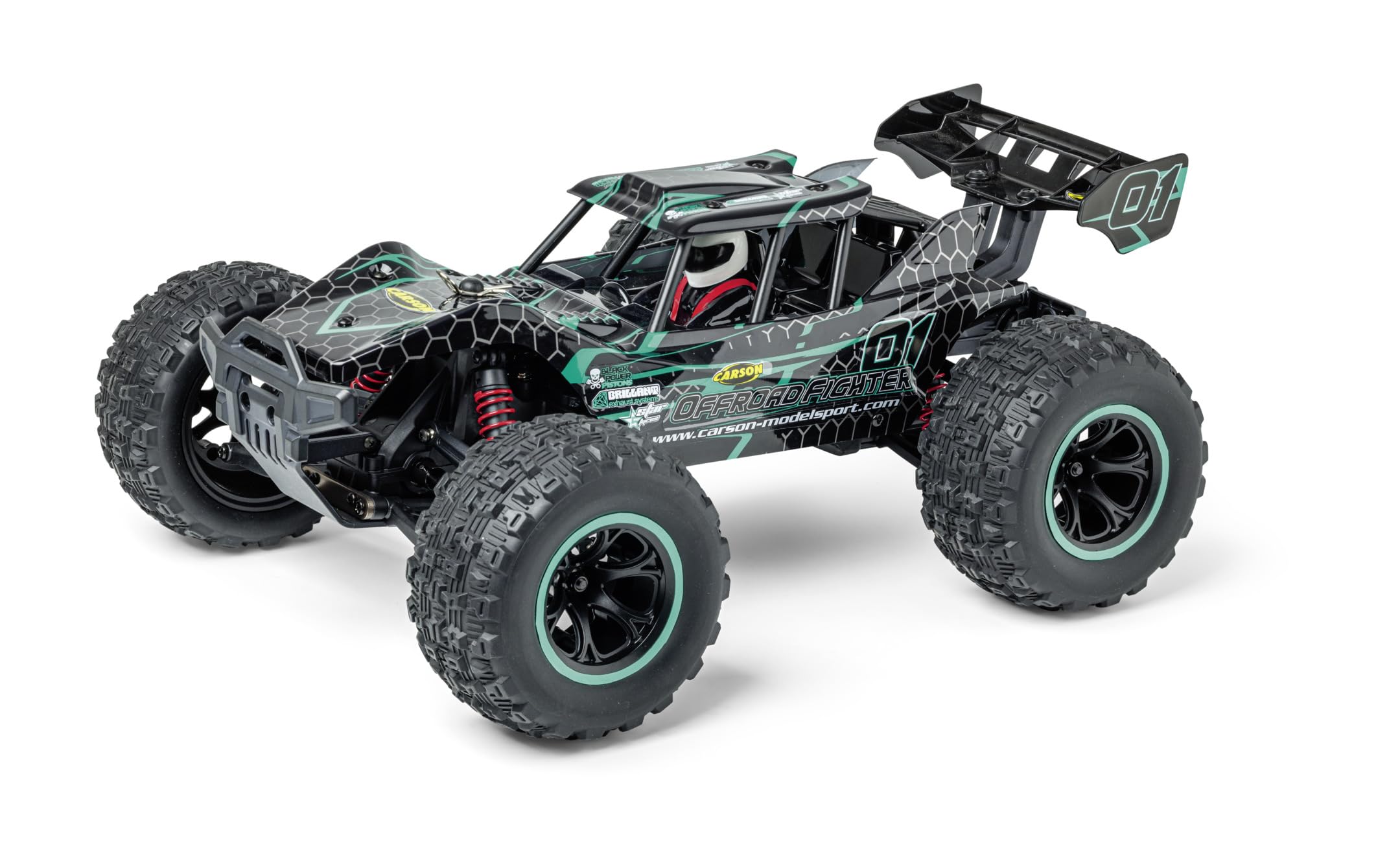 Carson 500404254 1:10 XS Offroad Fighter Cage 100% RTR Turquesa - Coche teledirigido, Buggy con radiocontrol, Incl. Pilas y Mando a Distancia, Buggy Todoterreno