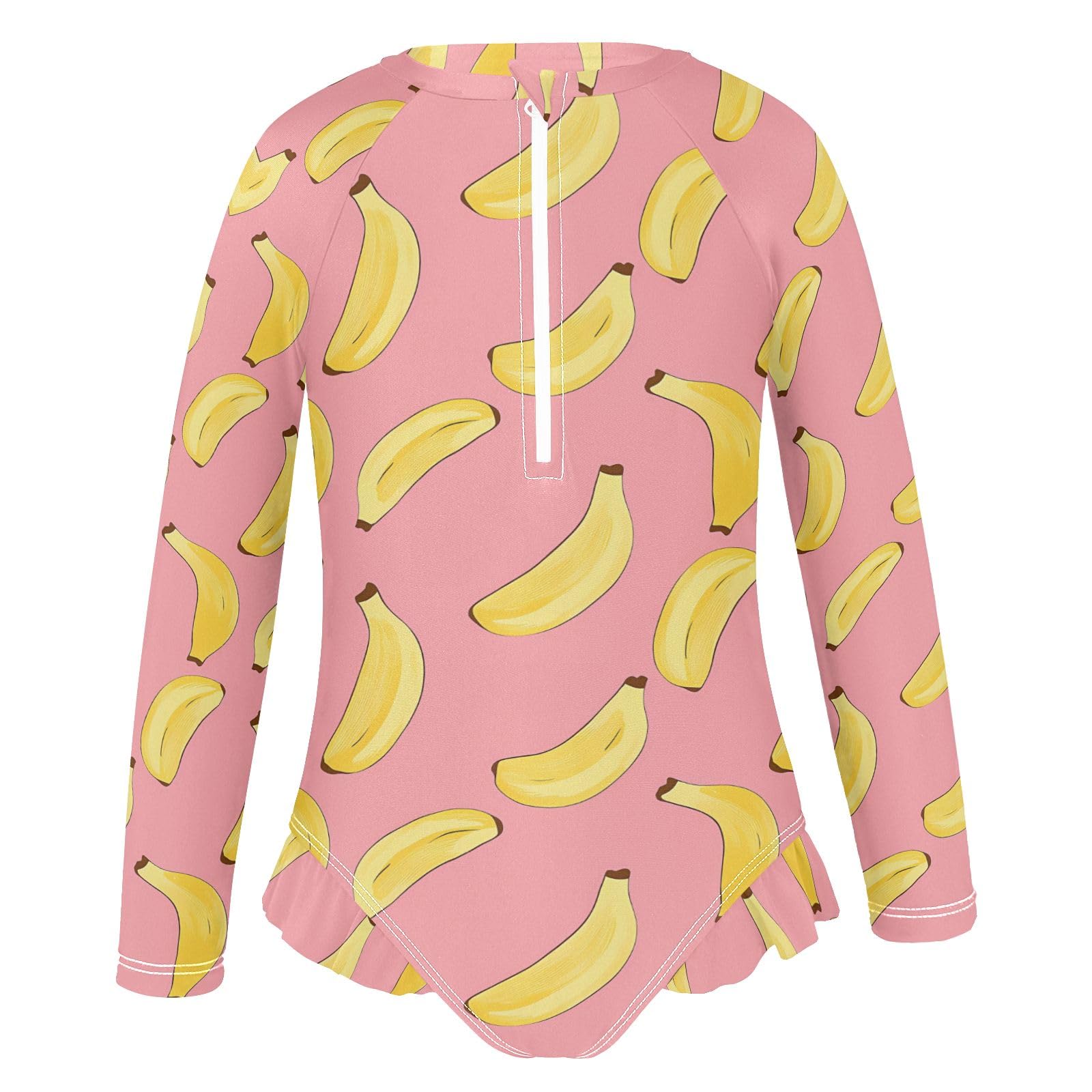 ALAZA Toddler Swimsuit Girl Bathing Suit Swimwear Rash Guard Banana Fruits Long Sleeve 3T