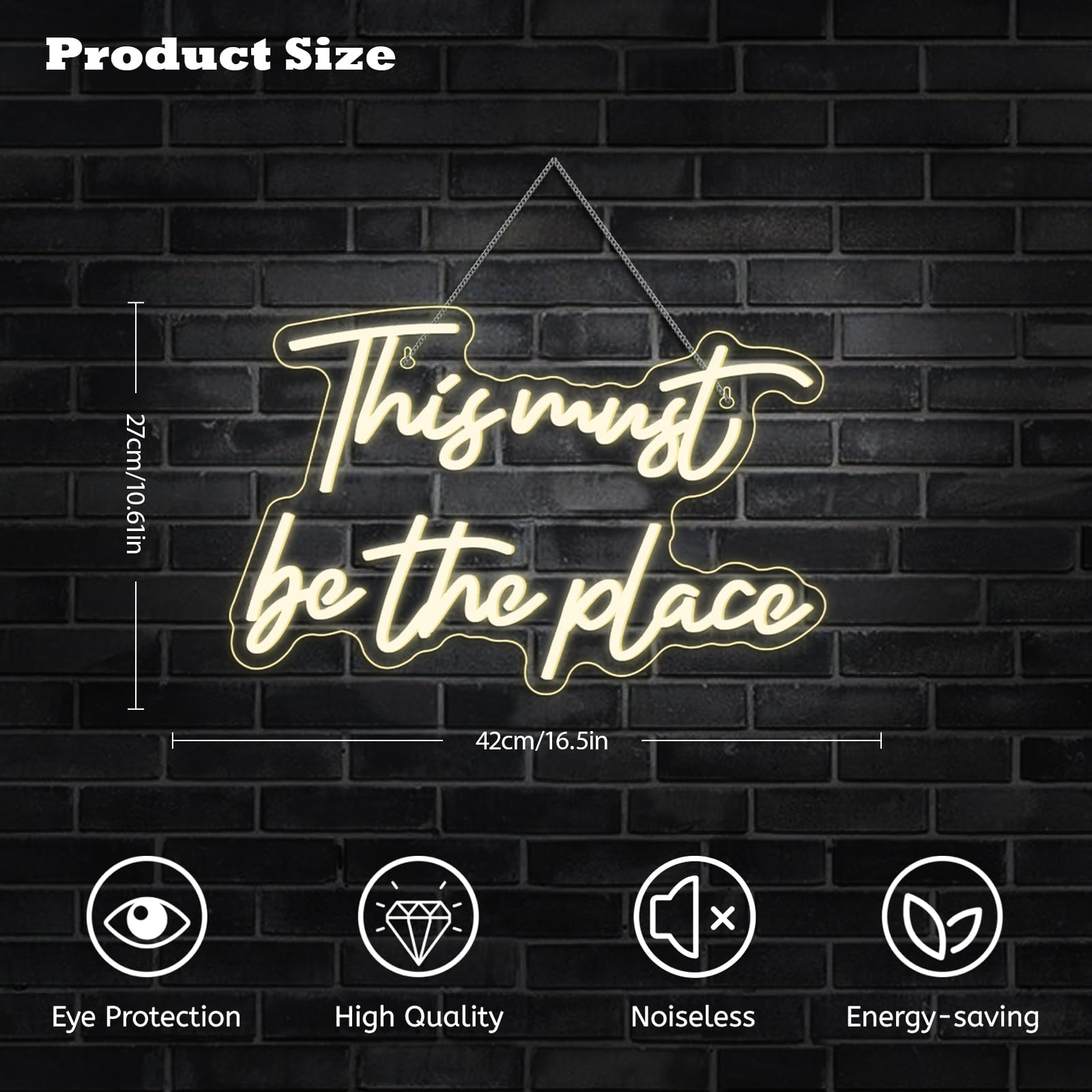 Neonschild mit Aufschrift "This Must Be The Place", warmweiß, Buchstaben-LED-Schilder für Wanddekoration, USB-Wort-Leuchtschilder für Schlafzimmer, Salon, Männerhöhle, Bier, Zuhause, Bar, Hochzeit