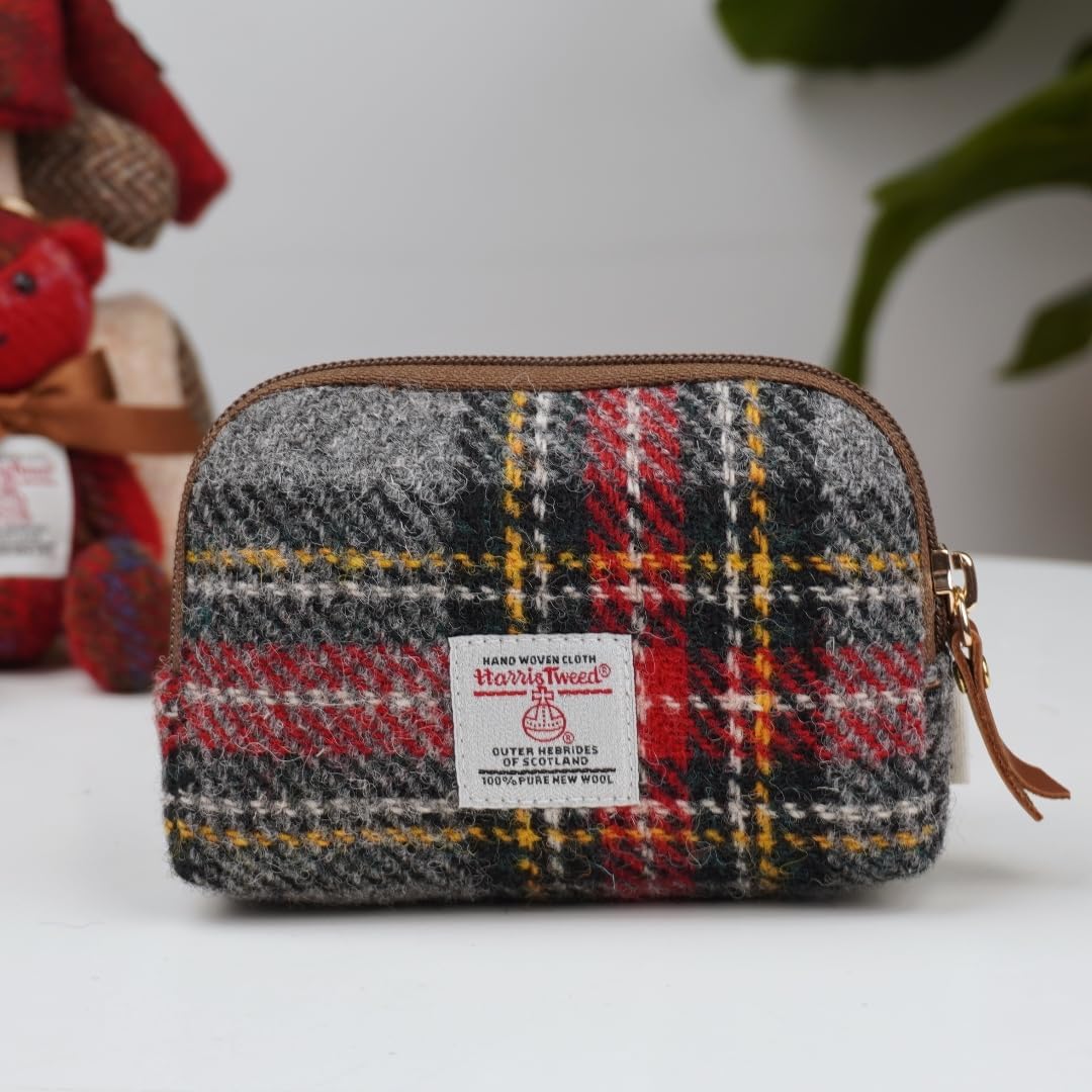 Harris Tweed Mini Travel Makeup Carrying Case Cosmetic Bag Portable Electronics Accessories Organizer Coin Purse (No.3835)