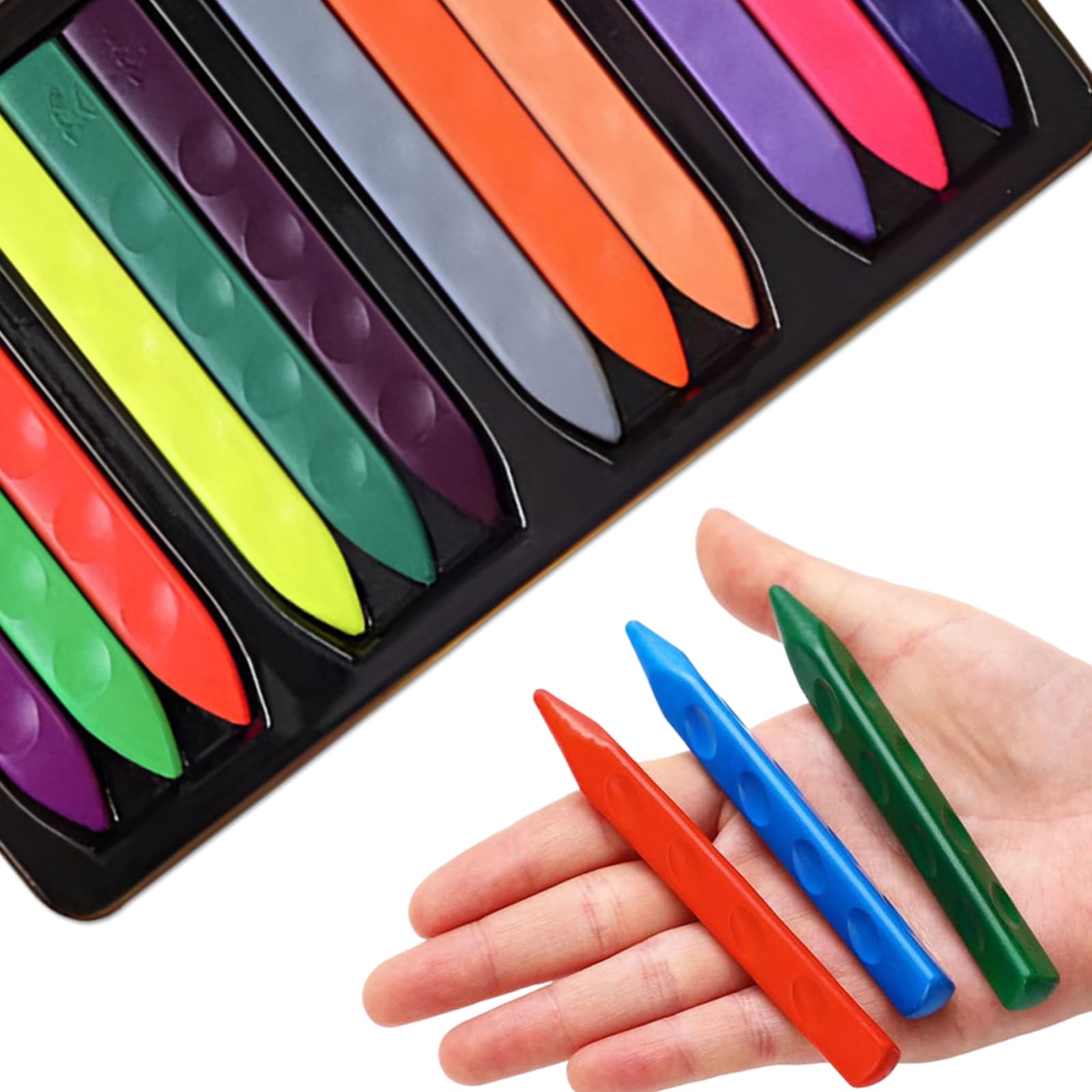 Crayones para niños, 12 colores, crayones de cera para niños de 1, 2, 3, 4 años, 99 % irrompibles, no tóxicos, fáciles de sostener, ceras lavables para niños, regalos de colores seguros para bebés y