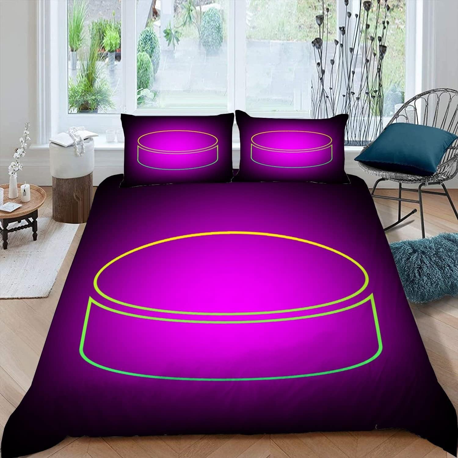 Parure de lit hockey 200x200 3D imprimée microfibres housse couette 38992657960