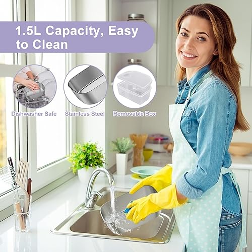 Miniatura 3 de Vabaso Fiambrera eléctrica, calentador de alimentos, lonchera eléctrica para adultoshombrescochecamióntrabajo, 60-80W 1.5L contenedor extraíble de