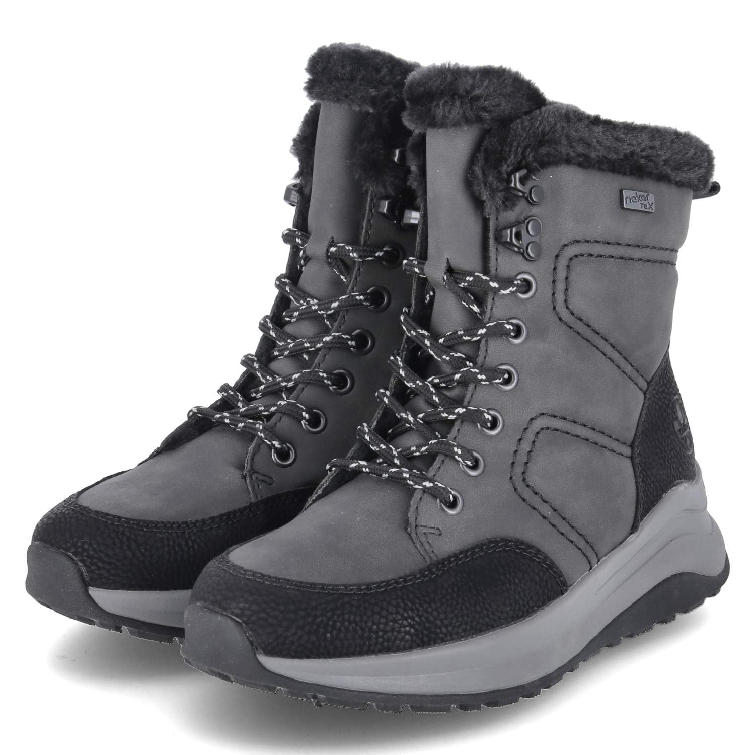 Rieker Z0922-45 Schnürstiefel Kunstleder Damen in grau