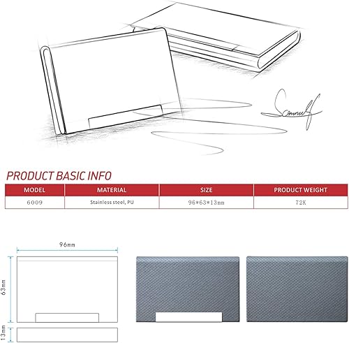 Miniatura 3 de Tarjetero de lujo para tarjetas de presentación, de piel sintética y acero inoxidable, soporte para varias tarjetas negocio, tarjetas de crédito,