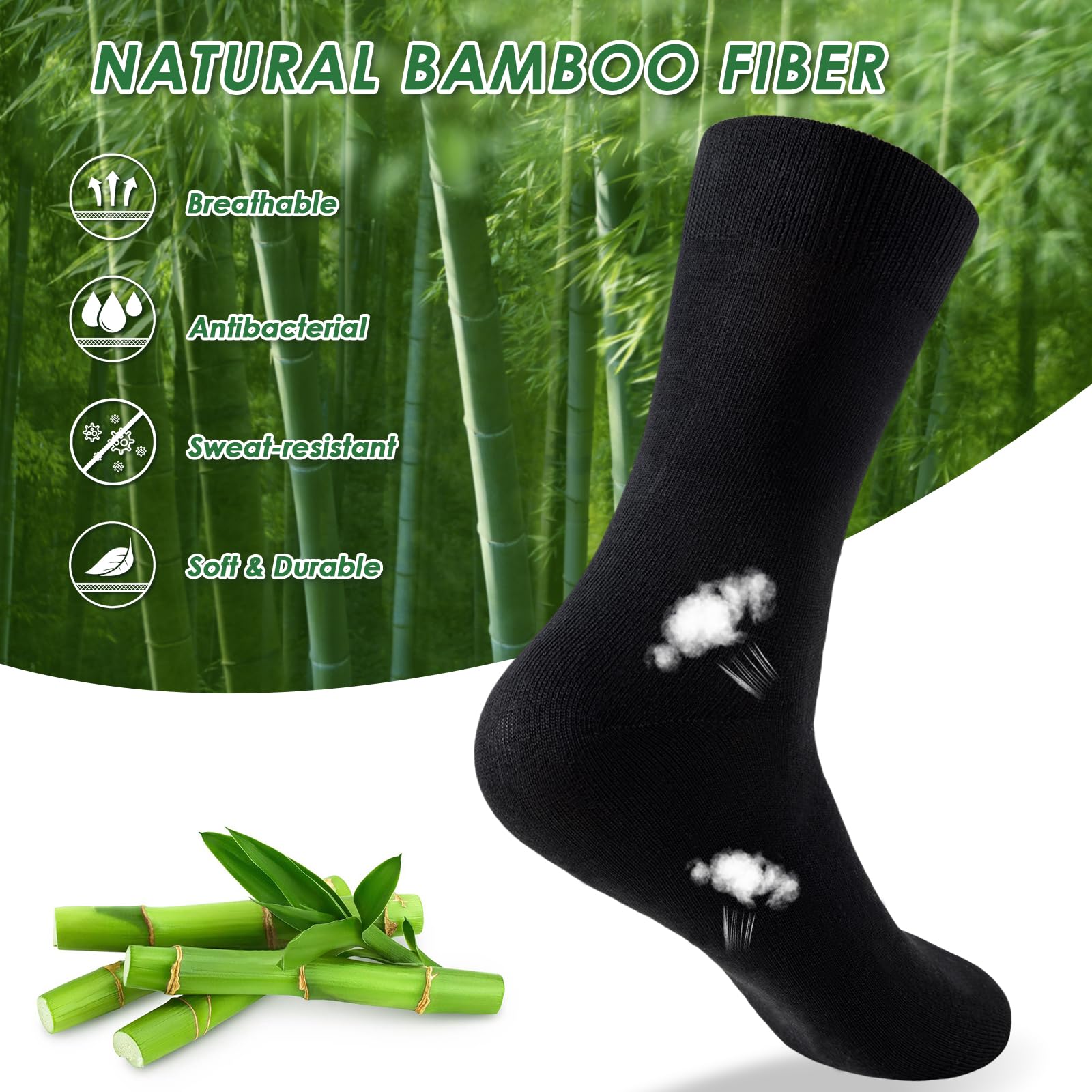 Niofind Calzini Uomo Donna, Calze in Bambù Senza Cuciture, Morbidi e Traspiranti, Classici Nero e Bianco, Ideali per Lavoro, Sport, Camminata, Casual, Unisex 6 Paia