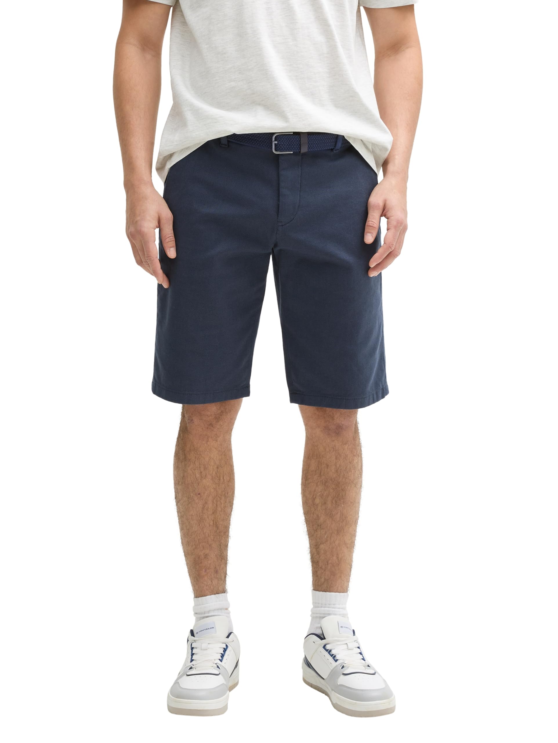 Tom Tailor Herren Stretch Slim Chino Shorts mit Gürtel