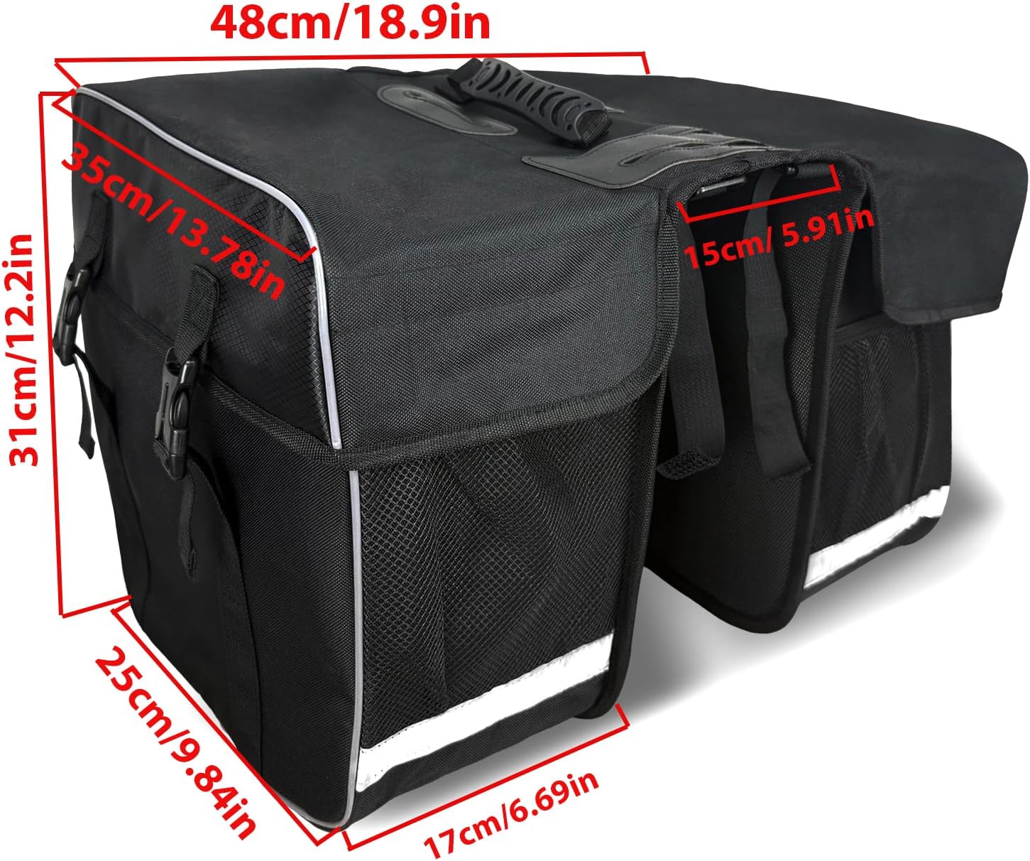 Wildeway SummitX/FW11-3.0 Electric Bike rear Rack Bag Bike Trunk Bag Waterproof, Bicycle Pannier Bag Cycling Rear Seat Storage Bag, Bike Bag for Rear Carrier for Cycling Trips