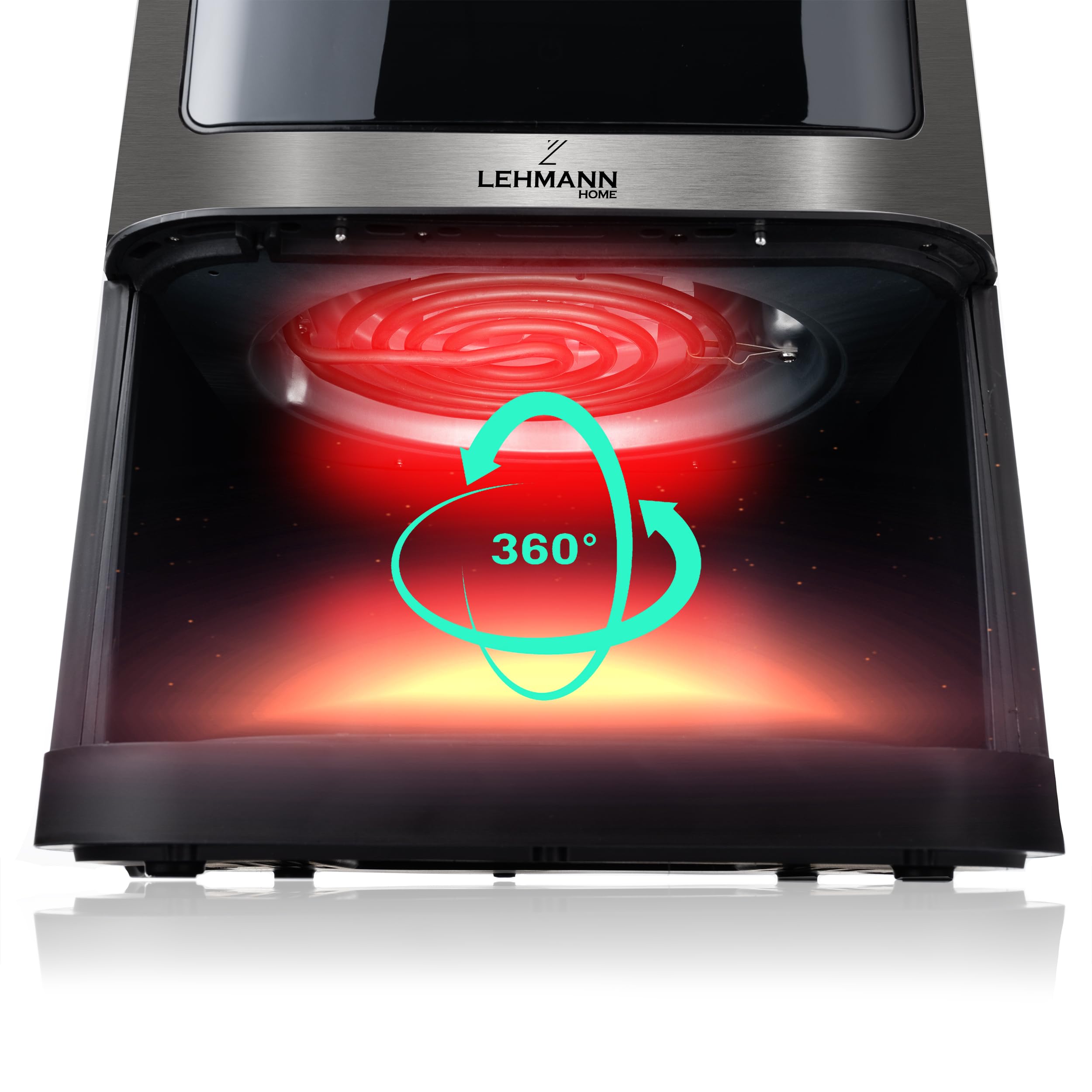 LEHMANN Frytkownica na gorące powietrze, 8 l, 1800 W, z okienkiem, regulacja temperatury do 200 °C, 12 programów, timer, powłoka zapobiegająca przywieraniu, grillowanie, pieczenie i smażenie z