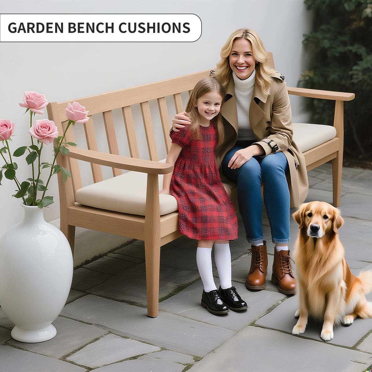 Générique Coussin Salon De Jardin Exterieur, Coussin Banc Banquette- 5cm Coussin De SièGe De FenêTre D'IntéRieur avec Fond AntidéRapant pour Coussin De Banc Balancelle en Rotin,Beige,100x40x5cm