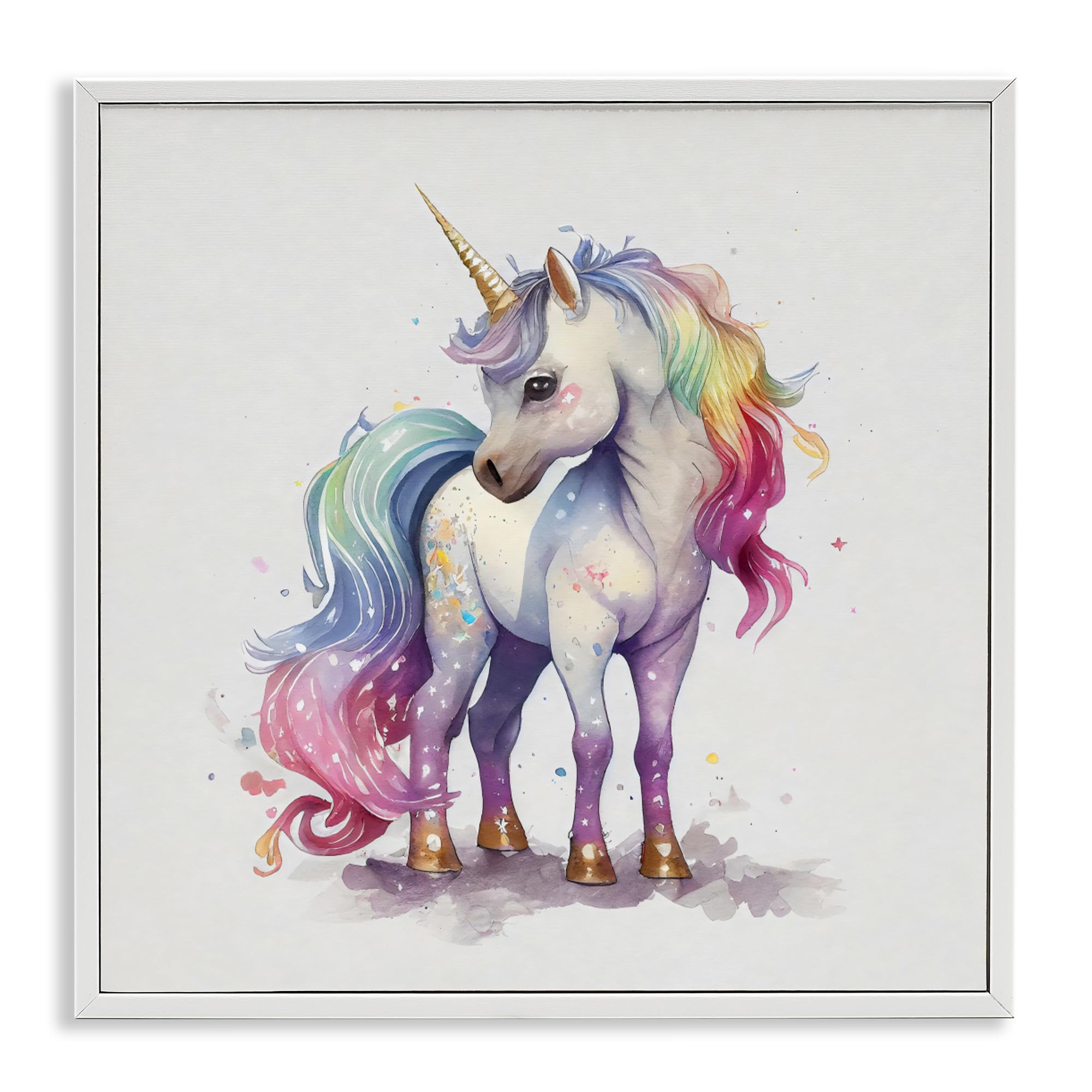 Licorne aquarelle cadre blanc pour illuminer une chambre d'enfant