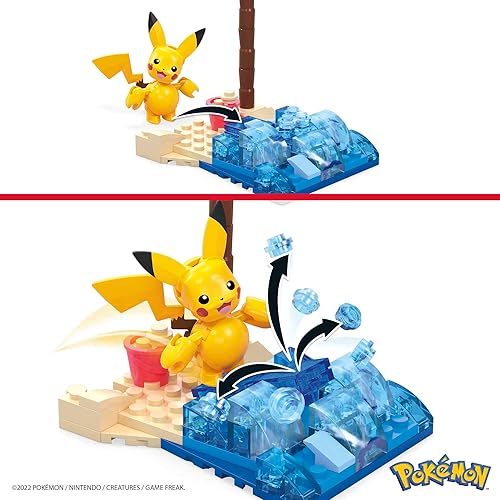 Miniatura 5 de MEGA - Juego de juguetes de construcción de figuras de acción de Pokémon, Pikachu's Beach Splash con 79 piezas, 1 personaje posable, idea de regalo