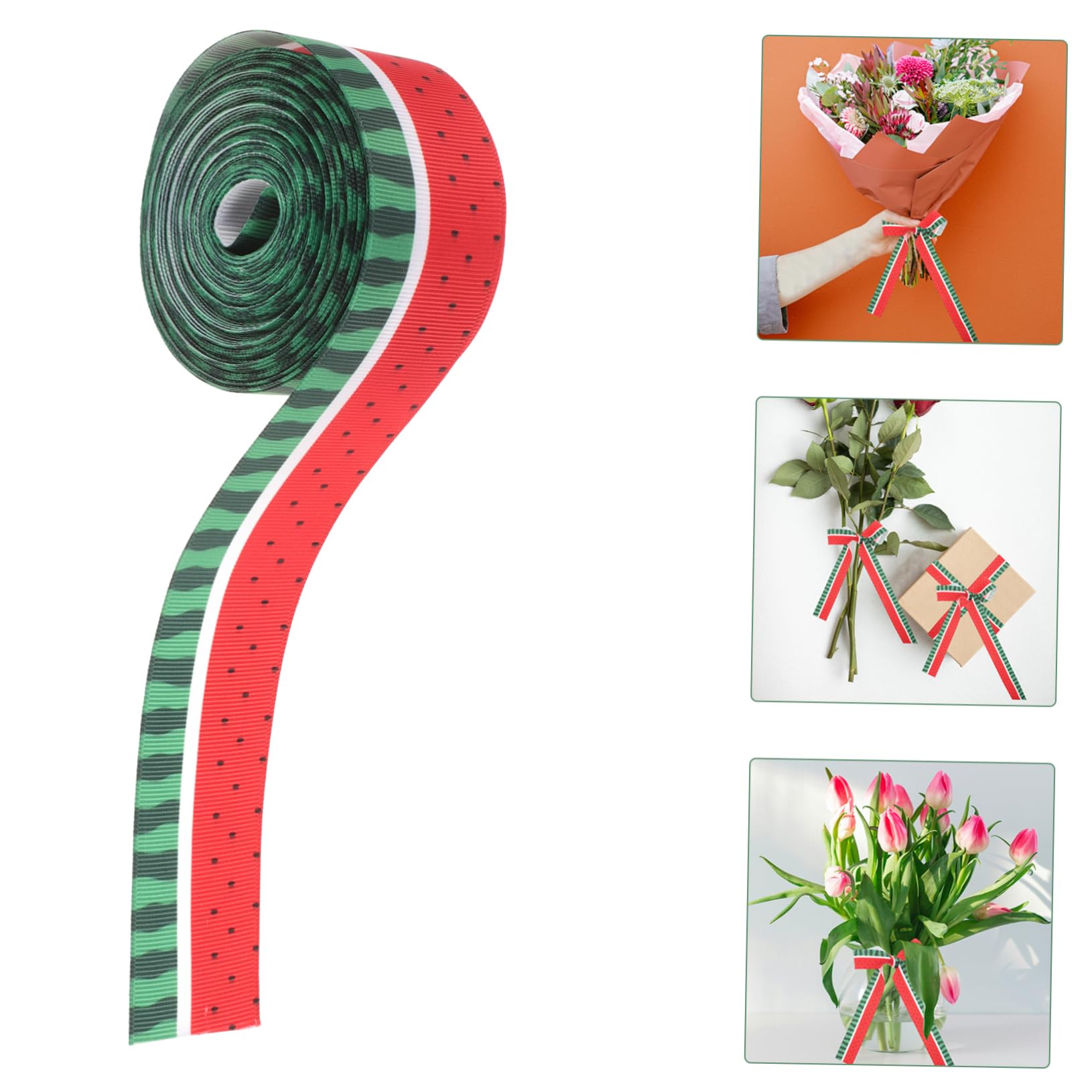 NUOBESTY 5rollen Wassermelonen-muster Geschenkband Yards Satinband Für Diy-dekoration Geschenkverpackung Und Bastelprojekte Leicht Und Tragbar Für Hochzeiten Partys Und Anlässe