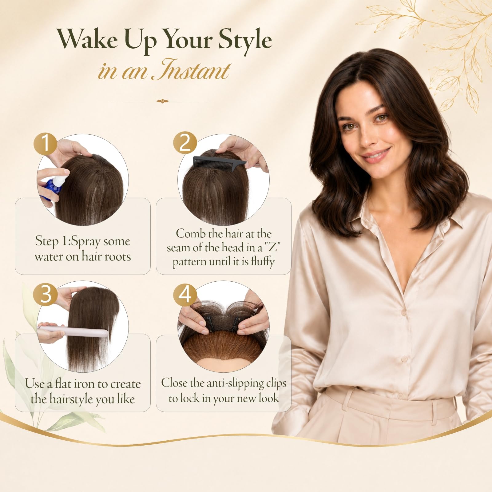 Benehair Haartopper Echthaar Oberkopf mit Curtain Bangs Clip-in-Pony Haar Toppers Echthaar für dünner werdendes Haarteil, Cover-Haarteil mit 270° 35cm #1B Natürliches Schwarz