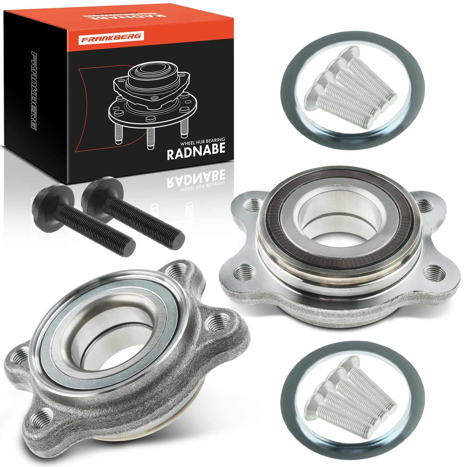 Frankberg Kit de cojinetes de rueda para buje (2 unidades) trasero y | Admite la función Sensor de Velocidad de las Ruedas Sensor ABS, trasero, Al frente