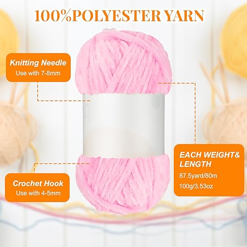 Miniatura 3 de Timgle 27 Skeins Crochet Yarn for Crocheting Knitting Chenille Yarn Bulk 2362.5 Yards Blanket Yarn Soft Plush Yarn Bulky Fluffy Yarn for Beginners