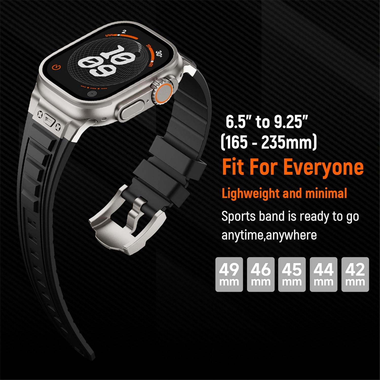 Sport Band for Apple Watch Ultra 3 2 Band 49mm 46mm 45mm 44mm, Men Tactics Rugged Silicone Rubber Waterproof Strap with Stainless Steel Metal for iWatch Series 11 10 9 8 7 6 5 4 SE 3 2 1 - Image 6