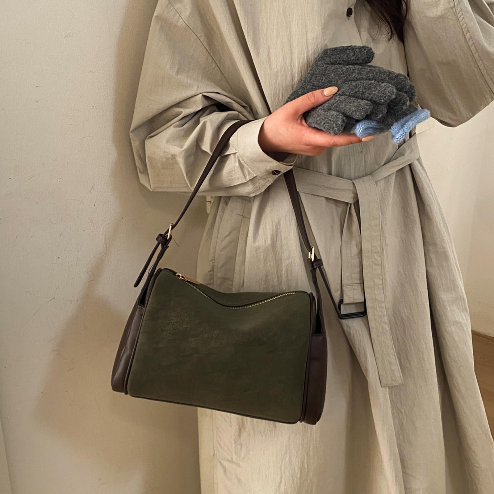 Borse sottobraccio cilindriche in pelle PU vintage donna