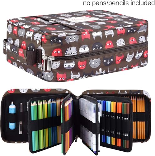 Miniatura 2 de qianshan Ranura para estuche para lápices, capacidad para 260 lápices de colores o 180 bolígrafos de gel con cierre de cremallera