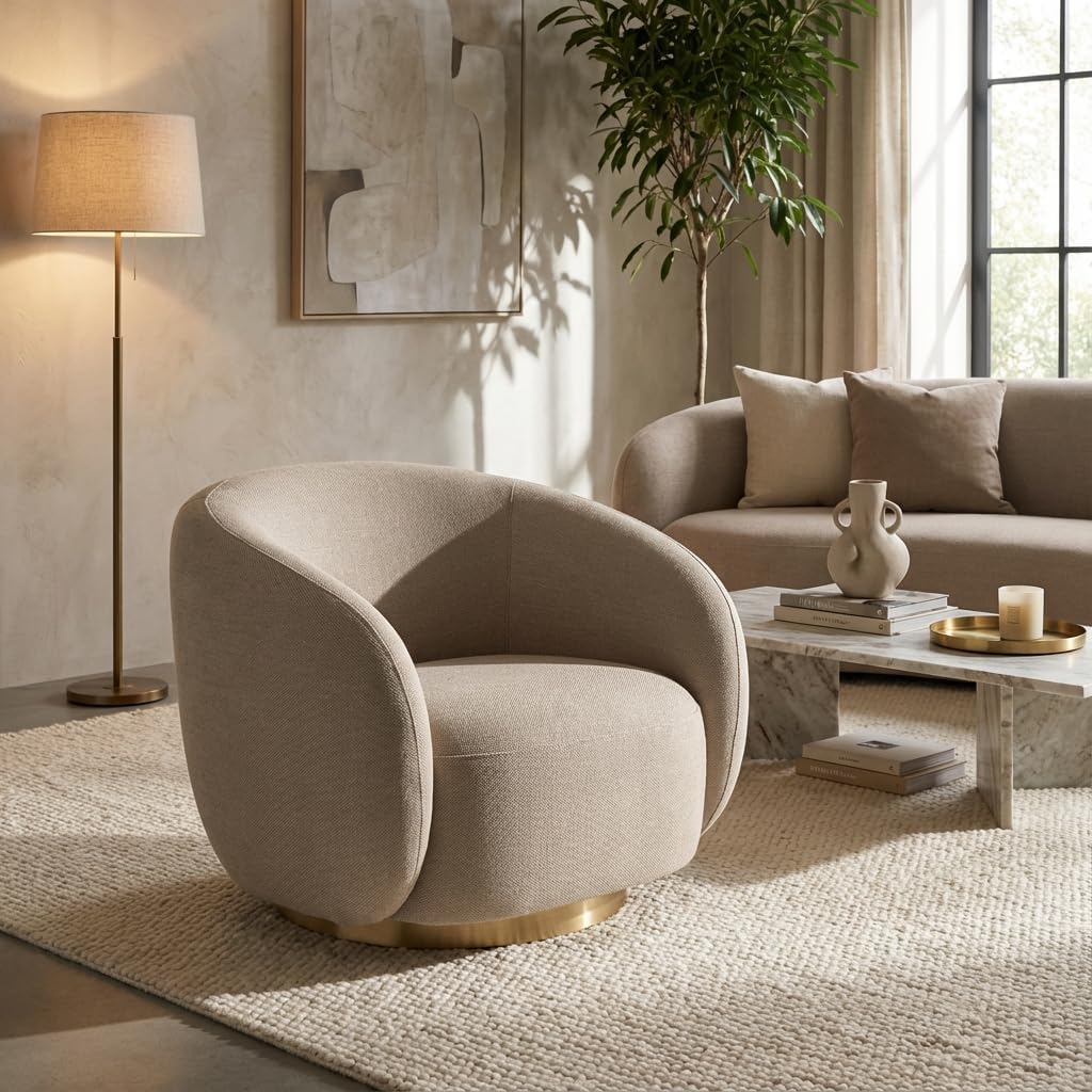 /Swivel Luxury Accent Arm Chair 360 Degree Rotatable Sofa for Home | Bedroom, Living & Drawing Room | Ultra Soft and Comfortable for Lounge Premium Boucle Fabric-image-45