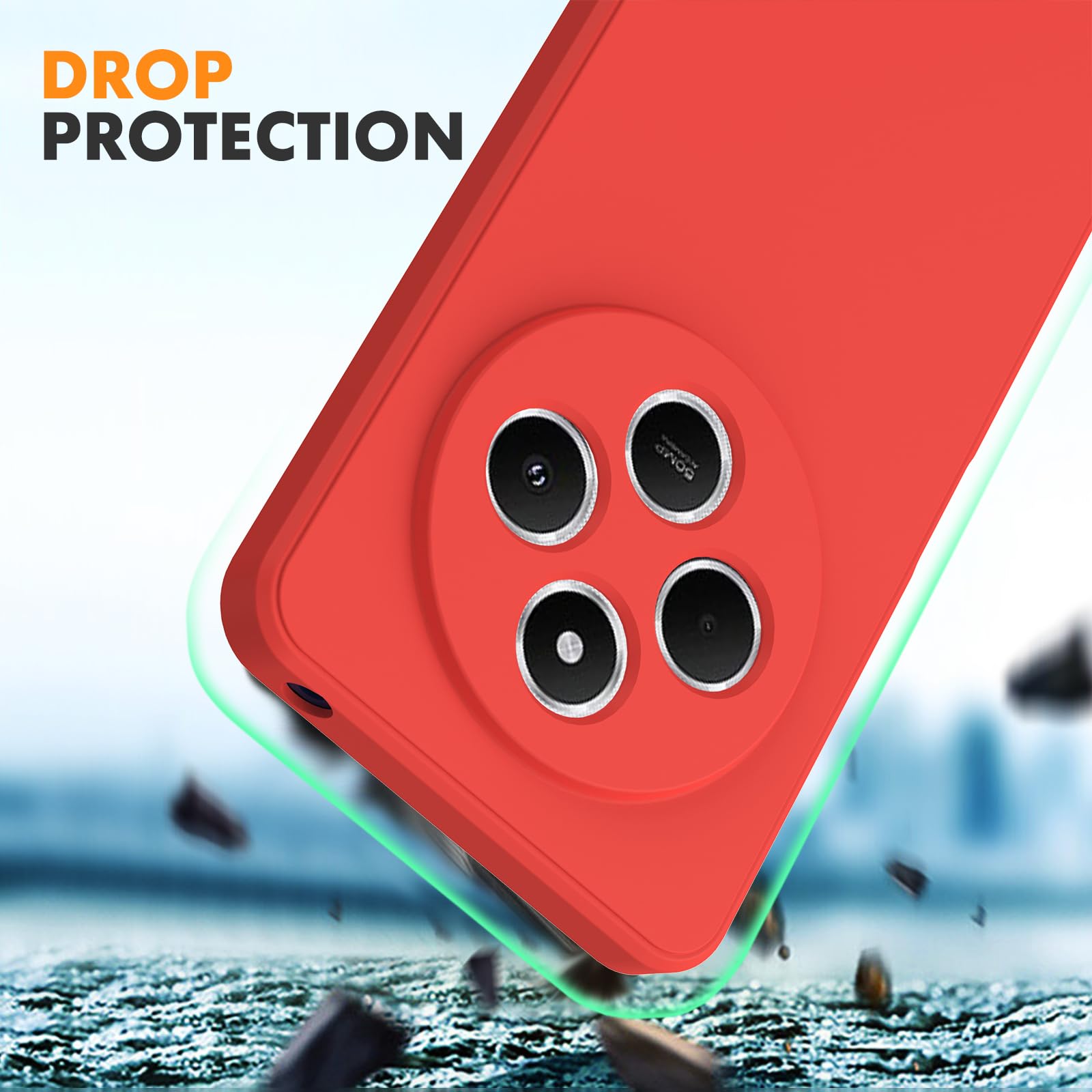 Byvuwiay Cover per Xiaomi Redmi 14C/Xiaomi Poco C75 con 2 Vetro Temperato Pellicola Protettiva, Custodia in TPU Ultra Sottile Antiurto Anti-Scratch Case, Rosso