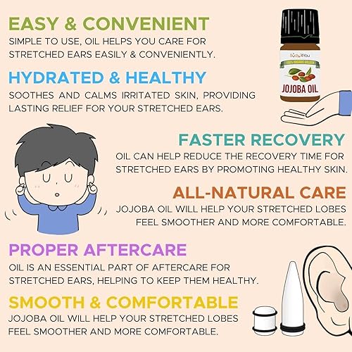 Miniatura 6 de BodyJ4You Kit de estiramiento de orejas de 48 piezas, calibre 14G-00G para principiantes, aceite de jojoba para cuidado posterior, tapones acrílicos