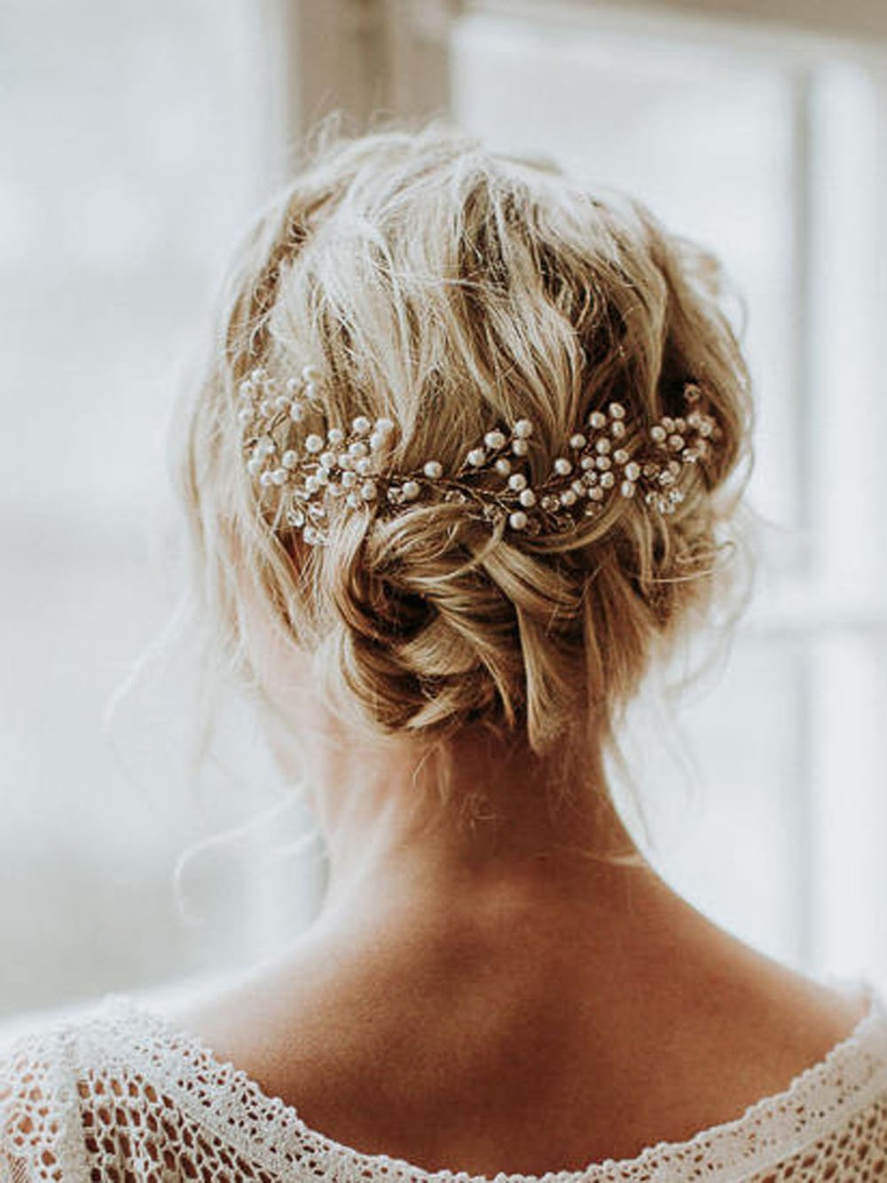 Handmadejewelrylady Accessorio per capelli in cristallo, nuziale a forma di vite, per matrimonio, damigelle d'onore
