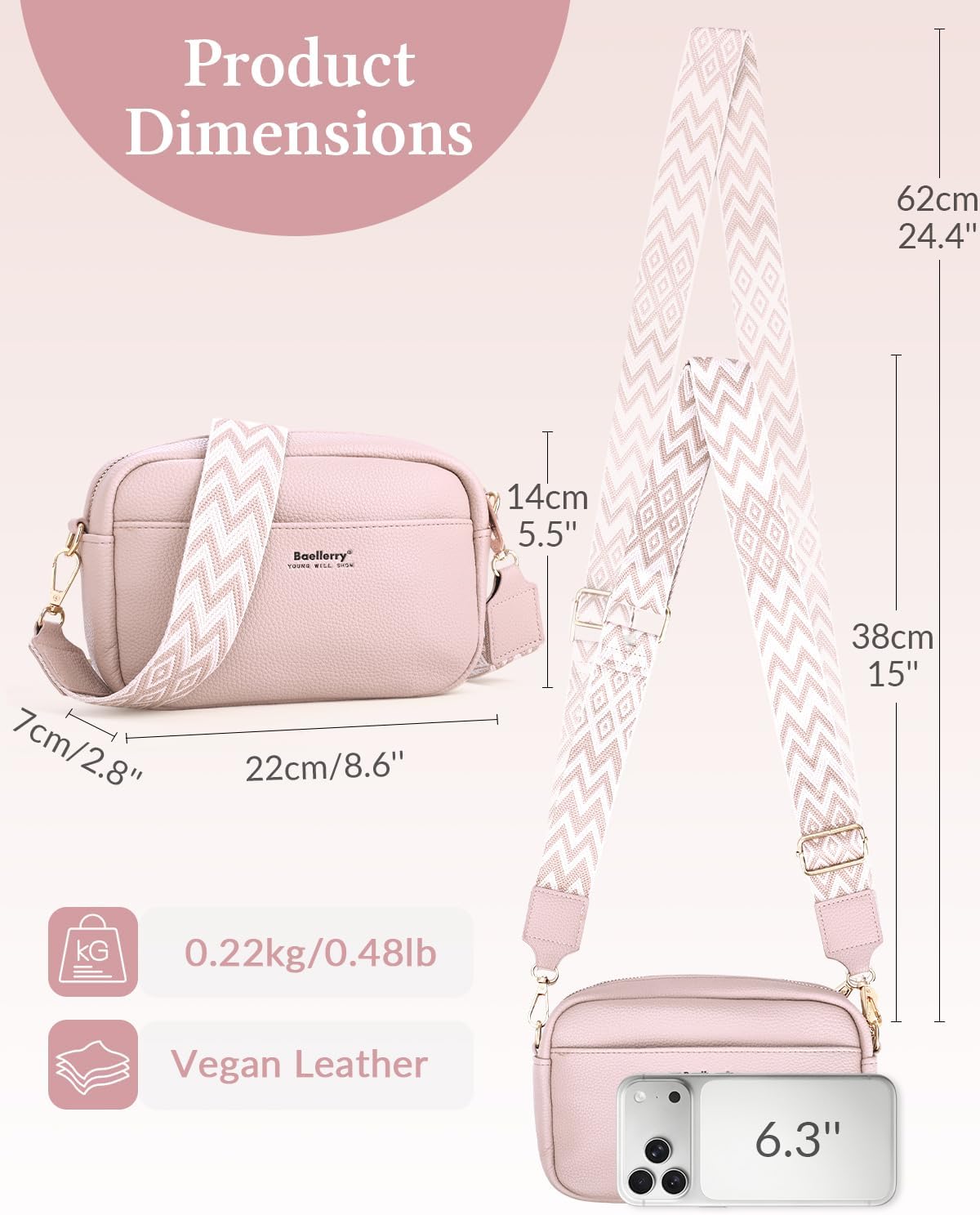 Small Boho Crossbody Bags for Women, Vegan Leather Cross Body Cell Phone Purse Shoulder Handbag with Wide Strap | Adjustable strap, Theft proof, Ideal gift, Spacious capacity, Macaron color
