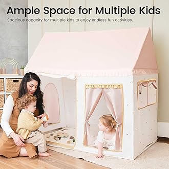 Tiny Land Kids Tent with Mat, Kids Play Tent for Toddlers, Pink Tent for Kids Indoor, Playhouse for Kids, Indoor Bed Toddler Tent, Ideal Toy Gift for 3+ Girls, Play Room Furniture