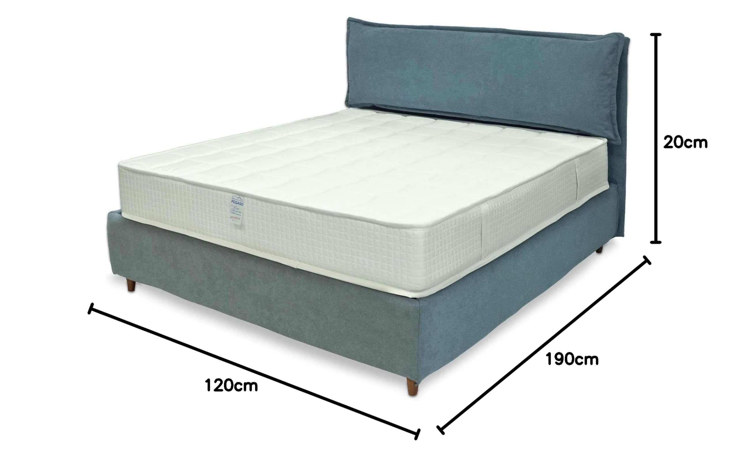 Pegaso piazza e mezza – Materasso 120x190 ignifugo in acquafoam ad alta resilienza, alto 20cm. completamente anallergico. certificato 1iemme.