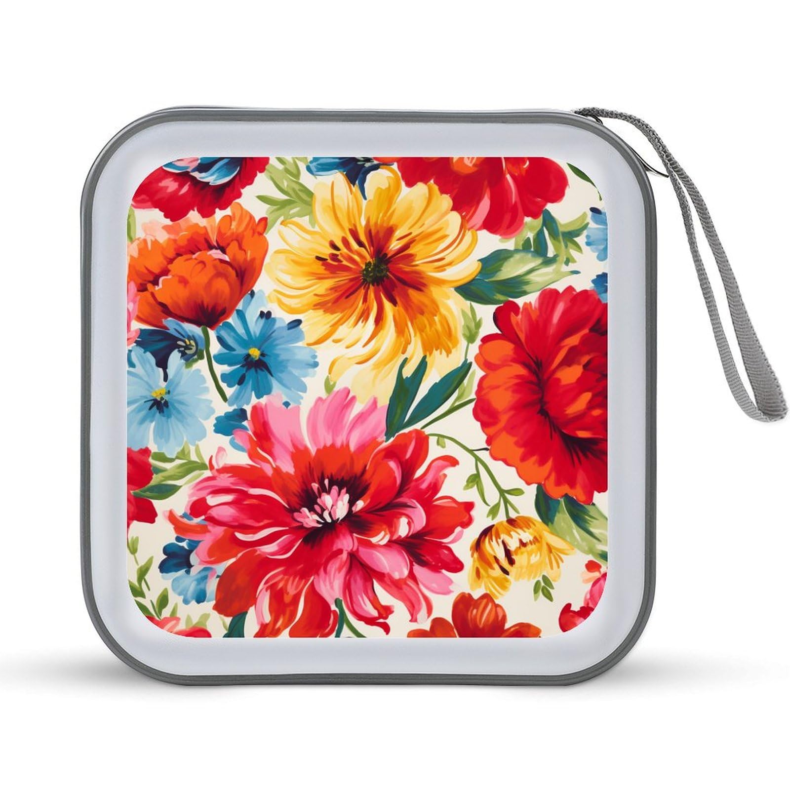 DuduYH Colorful Floral Pattern CD Case DVD Storage Case Portable
