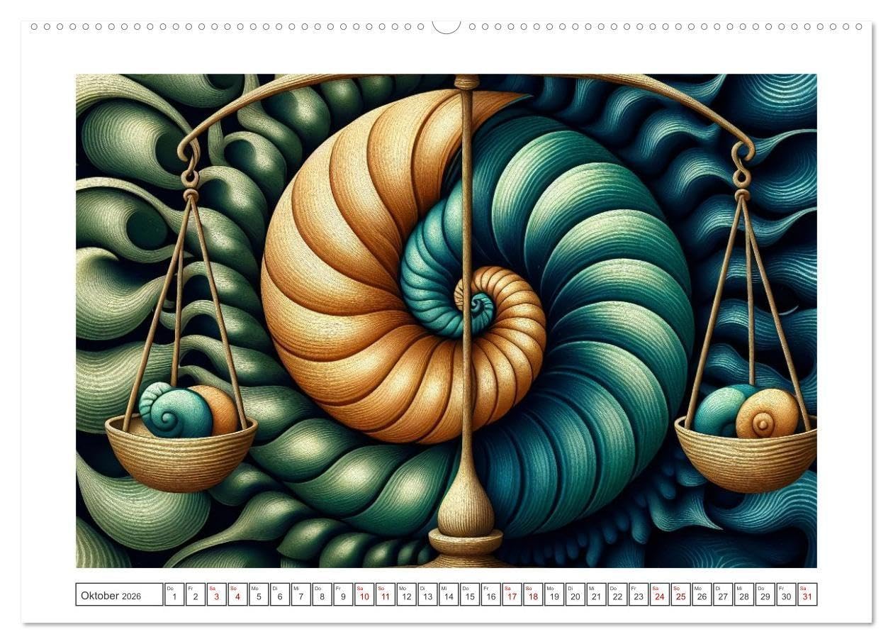 Tierkreisflüstern – Ein Jahr in kosmischen Farben (hochwertiger Premium Wandkalender 2026 DIN A2 quer), Kunstdruck in Hochglanz: Surrealer Sternzeichen-Kalender (CALVENDO Wissenschaft)