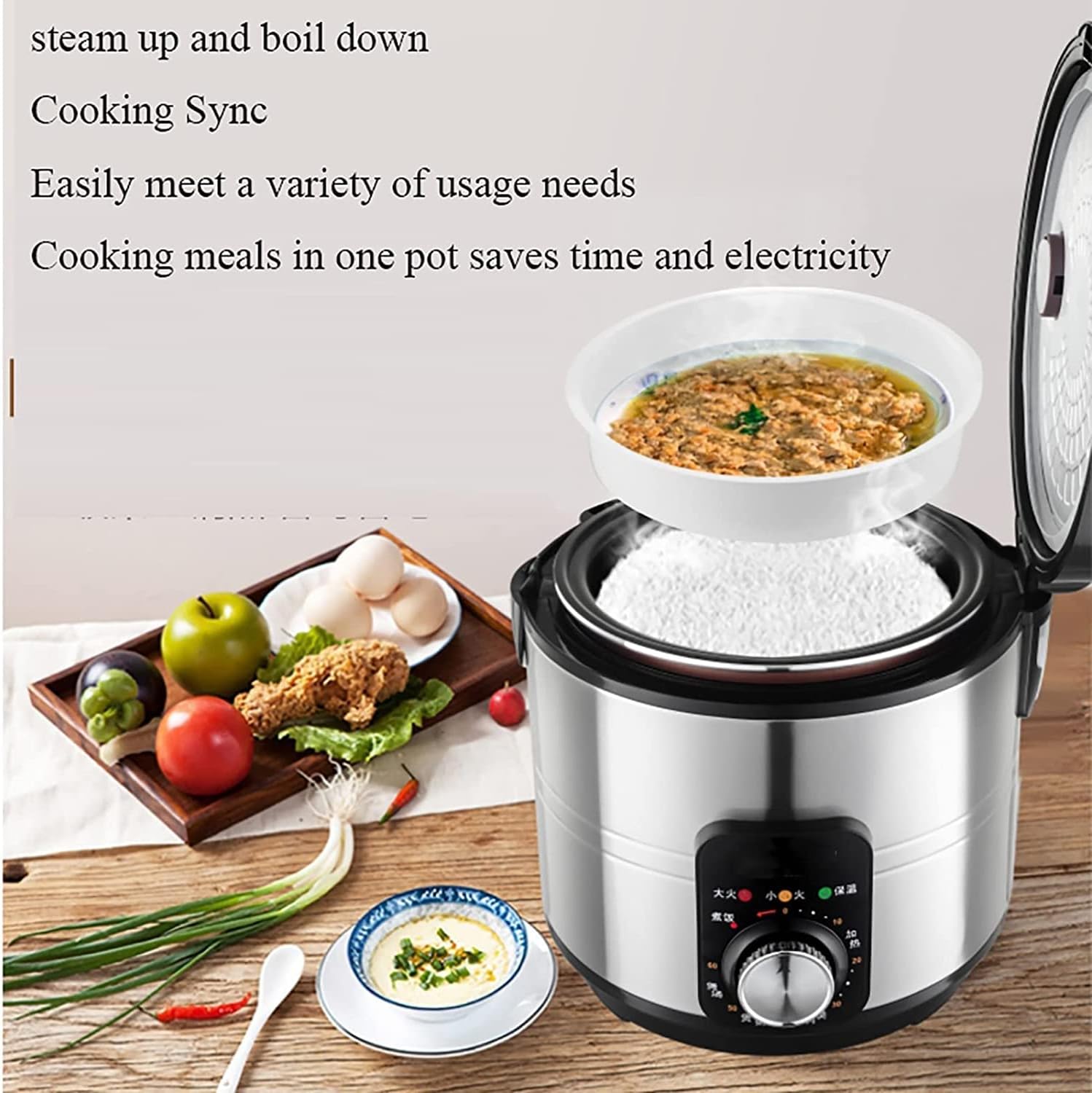 Rice Cooker Household Adjustable Temperature Rice Cooker, Non-Stick Inner Pot, Intelligent Insulation (7L) ()