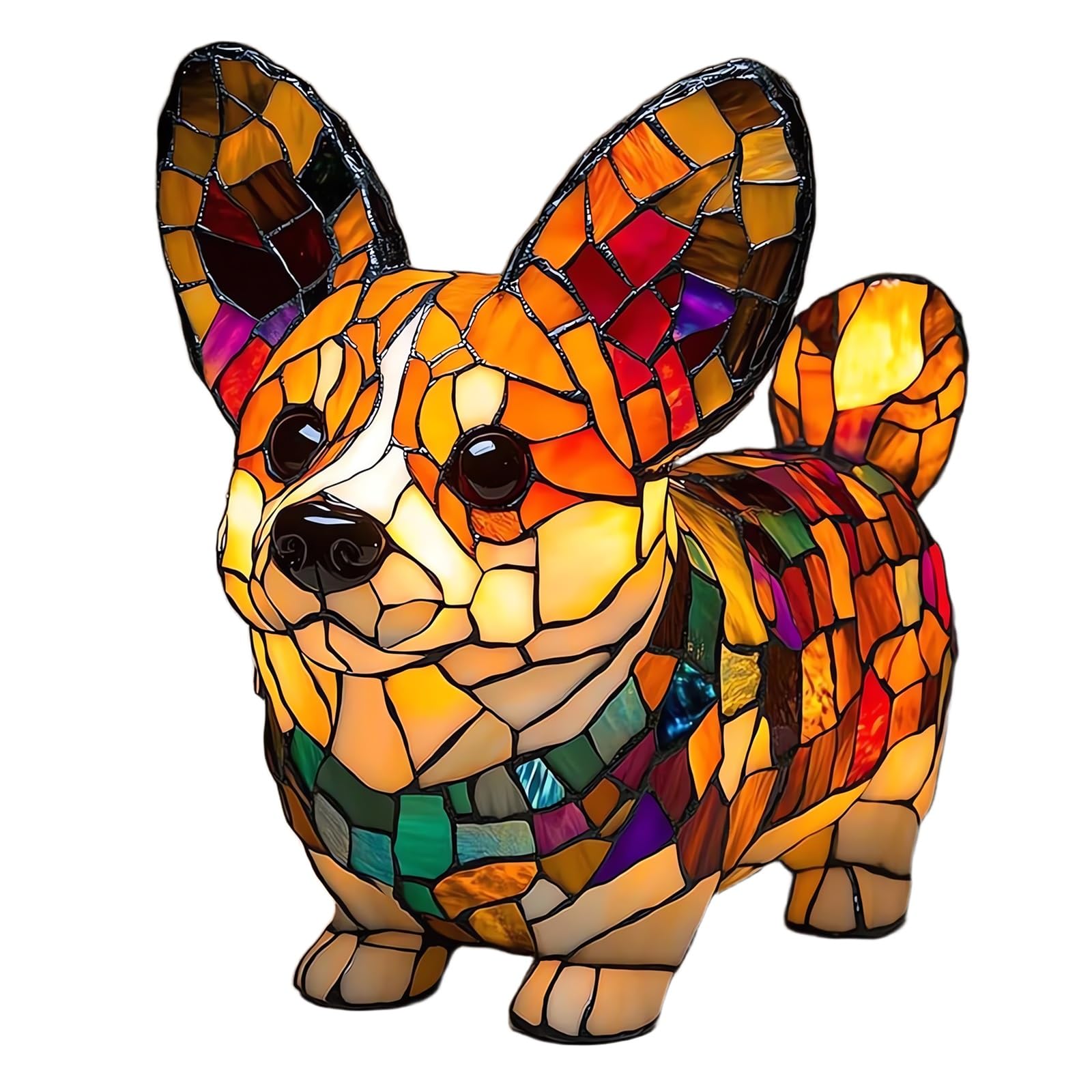 Dog lamp,Stained Glass Dogs Lamps,Puppy Resin nightlight Ornaments Party Decoration Dog Series Art Night Light Dyed Resin Desktop Decoration(Coloring 4)