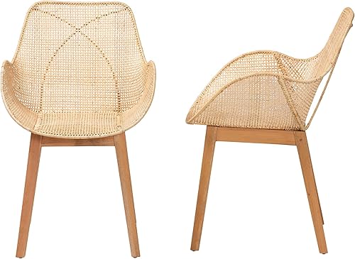 Miniatura 5 de bali & pari Silla de comedor de ratán tejido bailarina, juego de 2 piezas, natural