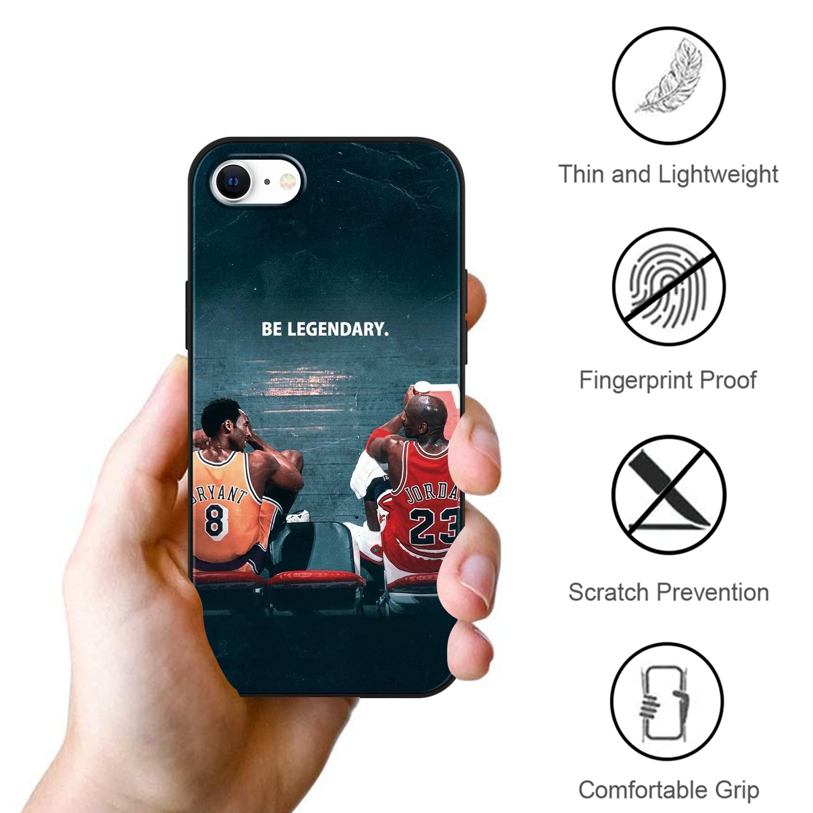 nurkorki [2 Confezioni] Cover per iPhone 8/iPhone 7/iPhone SE 2022/iPhone SE 2020 4.7,Stella Basketball 23 Jersey Pattern Anti Graffio Antiurto