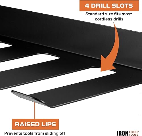 Miniatura 5 de Iron Forge Tools Organizador de herramientas eléctricas para tienda y garaje, estación eléctrica de taladro resistente, estante montado en la pared