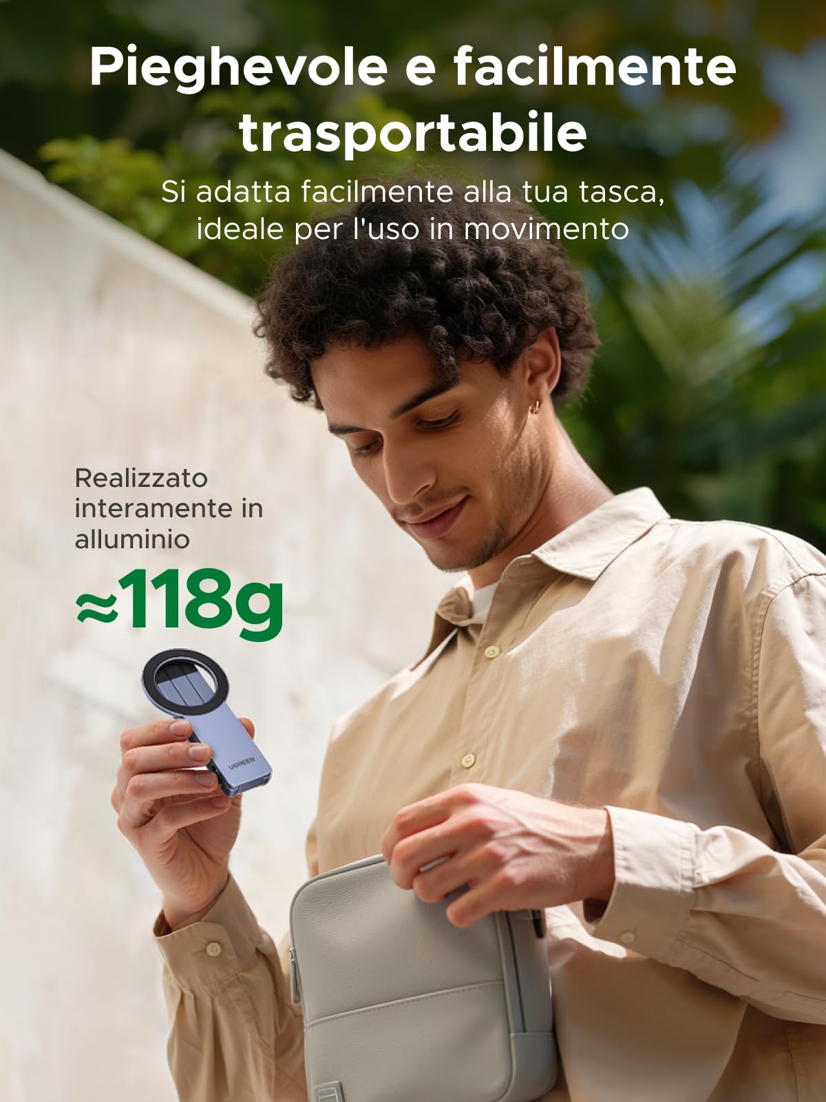 UGREEN Treppiede Magnetico per Telefono Grigio Nebulosa Supporto Magnetico MagSafe Materiale in Lega di Alluminio Adatto per Viaggi Riunioni e Uso Domestico