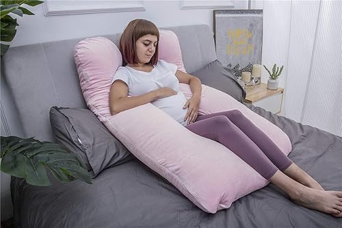 Miniatura 46 de MOON PINE Almohada de embarazo, almohada de cuerpo completo en forma de U para apoyo de maternidad, almohada de dormir con funda para mujeres Azul