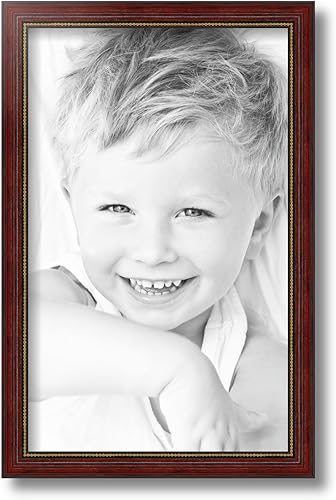 Miniatura 3 de ArtToFrames Marco de imagen rojo de 10 x 16 pulgadas, este marco de póster de madera personalizado de 1" es de color cereza con cuentas doradas,