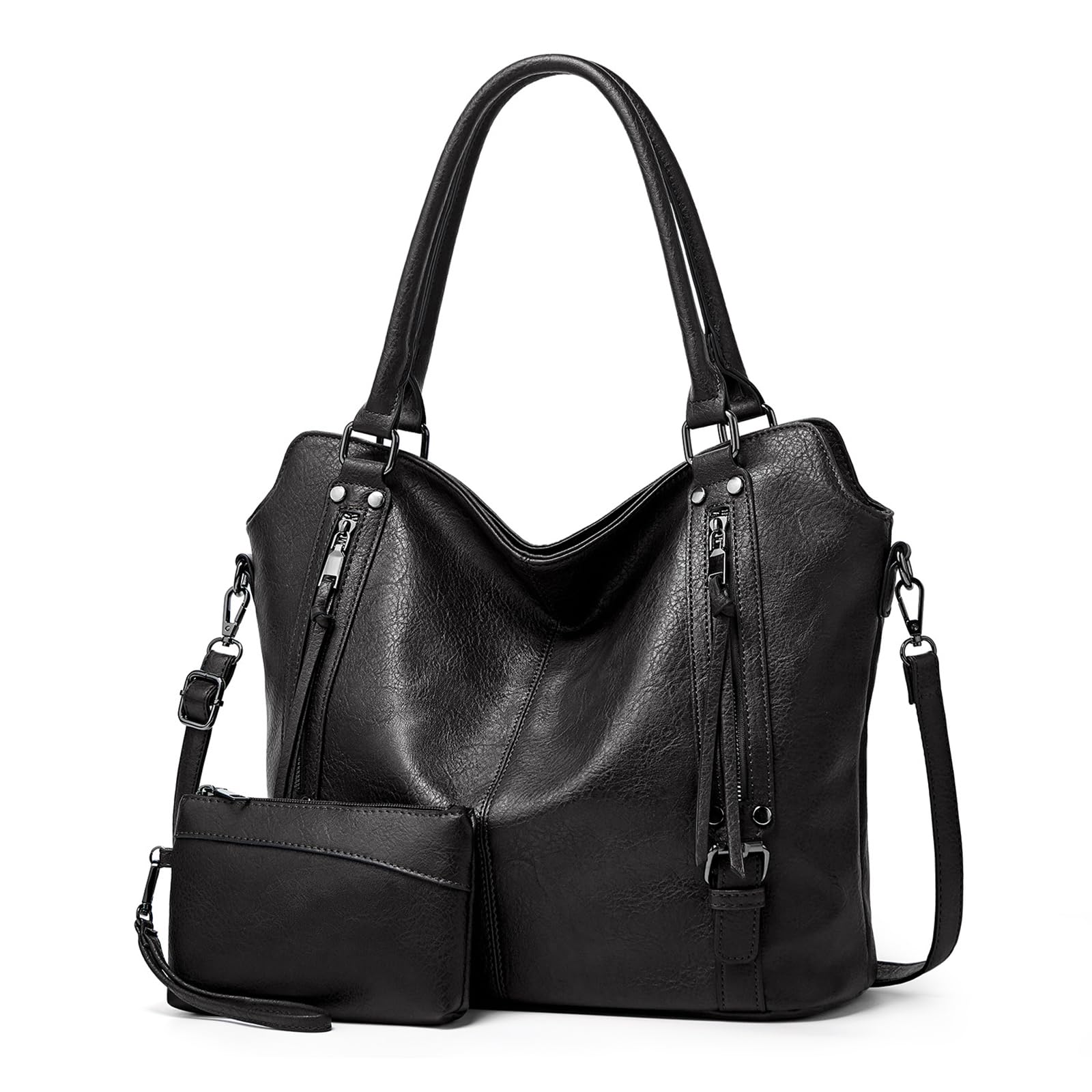 TANTOMI Handtasche Damen Elegante Vintage-Handtasche für Damen, große Umhängetasche aus weichem Material, inklusive Crossbody Shopper Tasche und abnehmbarem Schulterriemen